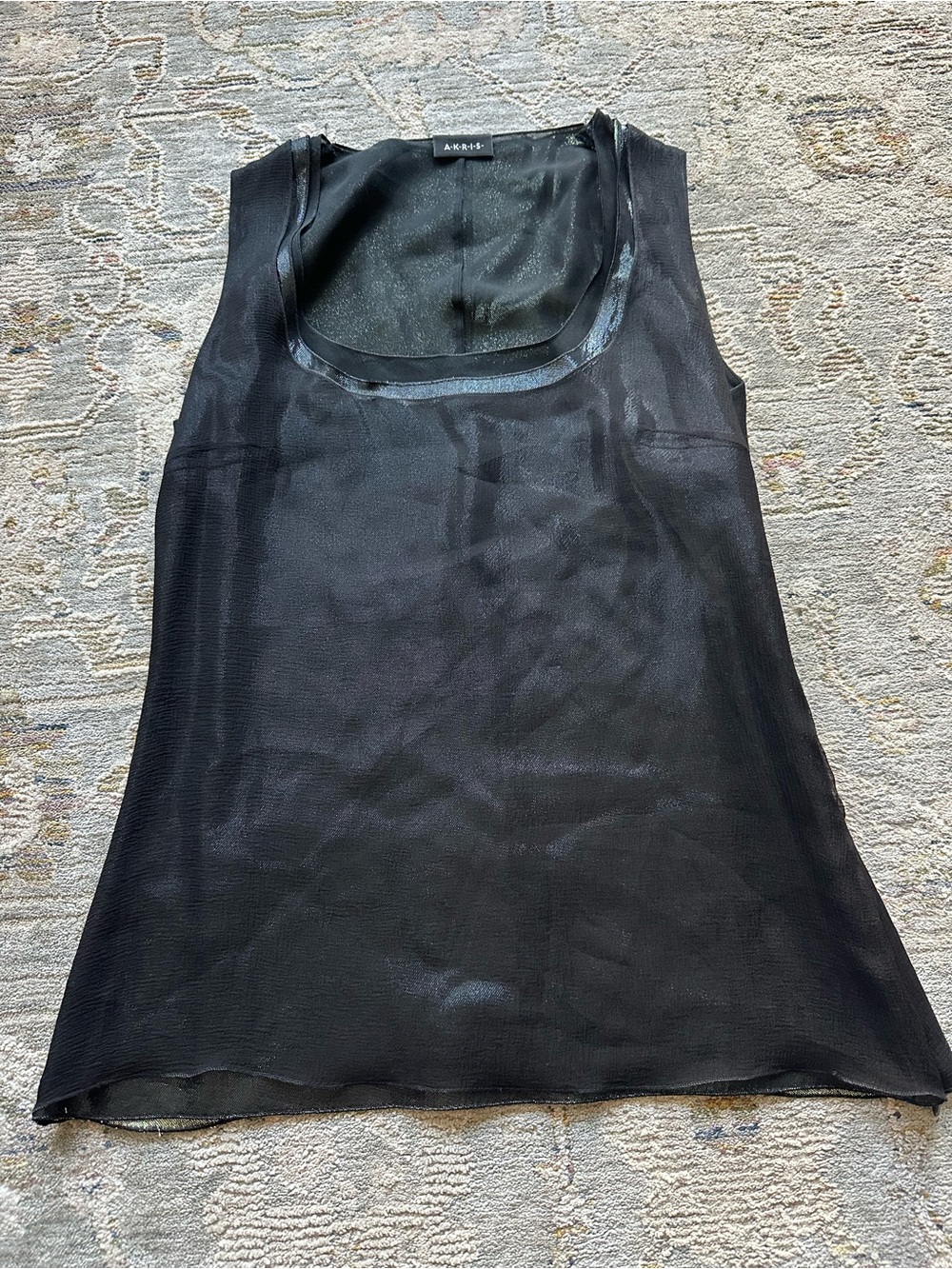 Akris Black Sheer Mesh Scoop Neck Tank